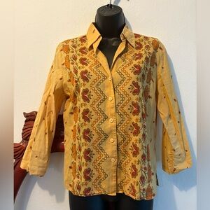 Women’s Calypso Yellow Boho Button Down Top